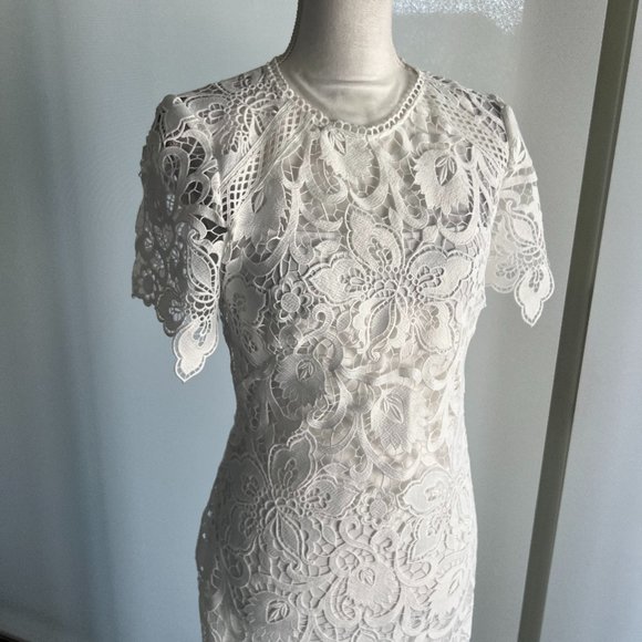 Shoshanna White Lace Midi Dress - Picture 2 of 8